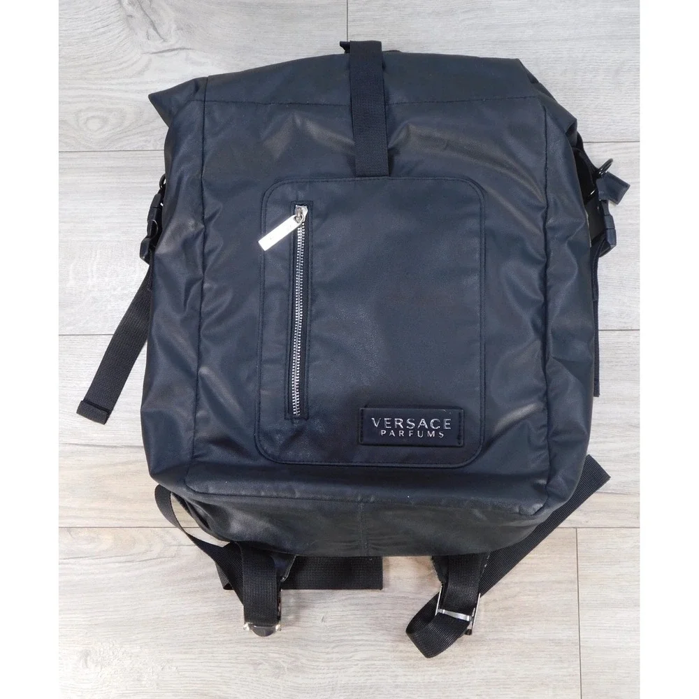 Versace Parfums Women's Black Backpack Travel Casual Roll Top Bag Pre-Owned